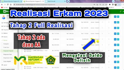 Cara Realisasi Erkam Tahap 2 2023 Full Realisasi Dan Solusi Minus Saldo