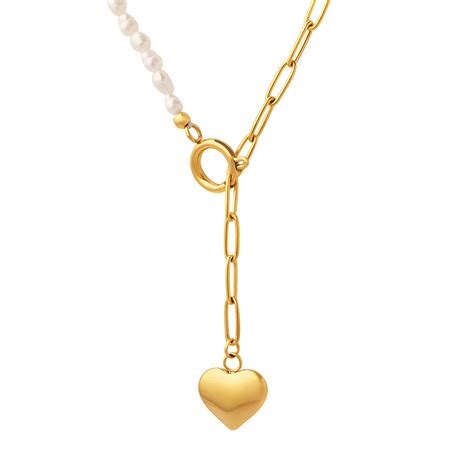 18K Gold Plated Stainless Steel Heart Necklace Intensity SKU 86266