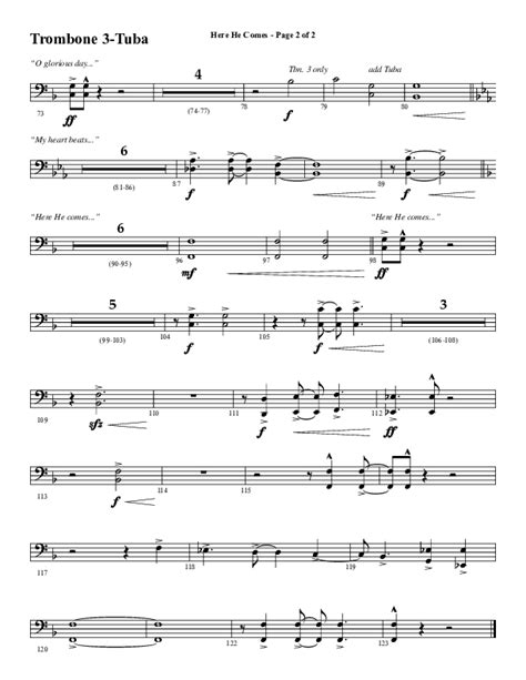 Here He Comes Choral Anthem Satb Trombone Tuba Sheet Music Pdf Word