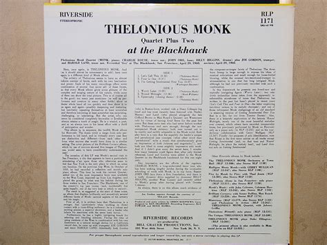 THELONIOUS MONK QUARTET PLUS TWO AT THE BLACKHAWK RIVERSIDE RLP 323