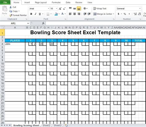 Bowling Score Sheet Excel Template - Excel Tmp