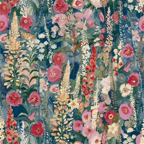 Delphinium Floral Meadow Blue Wallpaper Nobletts Wallpaper