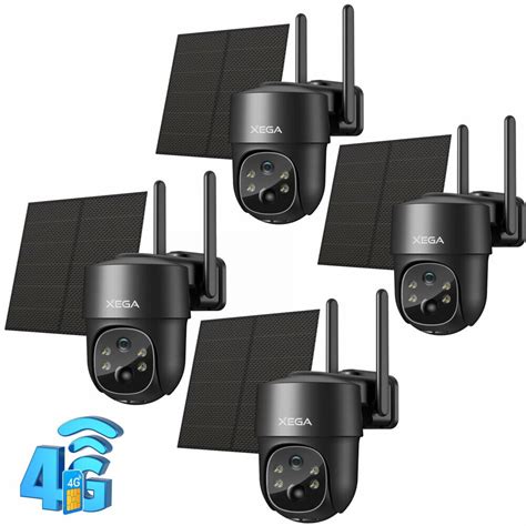 4PCS Xega 4G LTE Cellular Security Camera Solar With SIM Card Outdoor