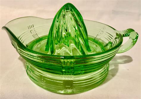 Vintage Green Depression Glass Juicer