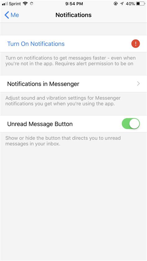 Facebook messenger giving me an in-app notification to turn on