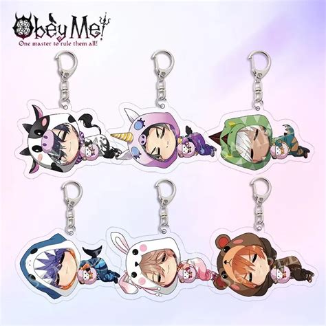 Japan Anime Obey Me Keychain Lucifer Mrmon Leviathan Asmodeus Figures