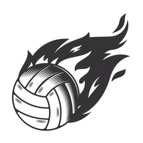 Hot volleyball fire logo silhouette. volleyball graphic design logos or icons. vector ...