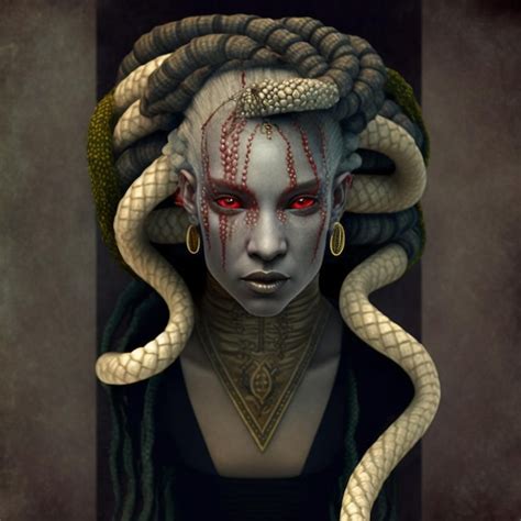 Premium Ai Image There Is A Woman With A Snake Head And A Snake On