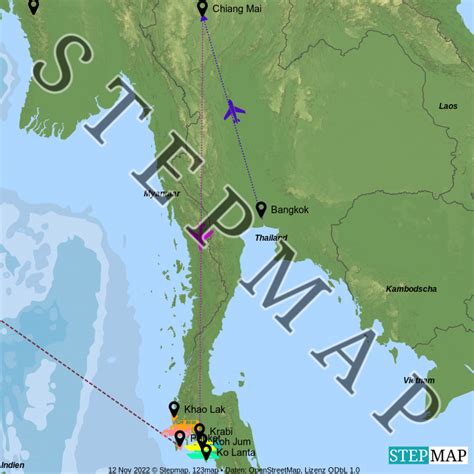 Stepmap Thailand Bersicht Landkarte F R Thailand