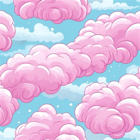 Una Caricatura De Nubes Rosadas Flotan En El Cielo Ai Generat Foto