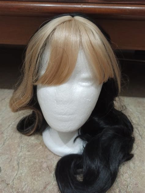 Premium Blonde Front Black Wig Ultra Long Curly Hair Idol Fashion Beauty Personal Care