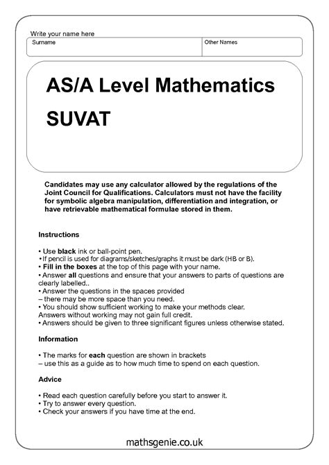 Solution A Level Mechanics Suvat Worksheet Studypool