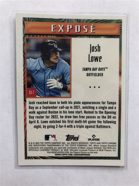 2022 Topps Chrome Sonic Josh Lowe Expose SP Insert Rookie RC Rays EBay