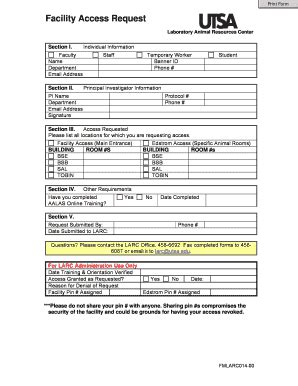 Fillable Online Research Utsa Facility Access Request Utsa Research