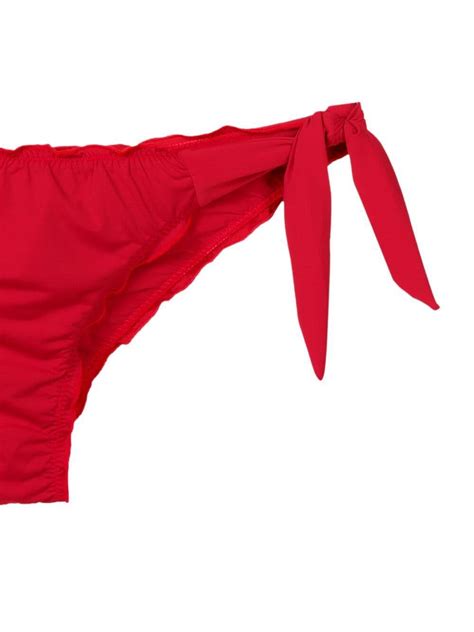 Amir Slama Gathered Detailing Bandeau Bikini Red FARFETCH