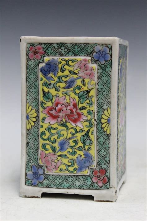 At Auction Chinese Famille Rose Porcelain Brush Pot