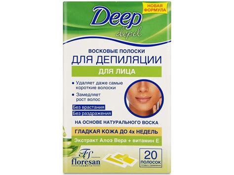 Восковые полоски для депиляции для лица (20 шт.) Deep Depil С Алоэ Вера ...