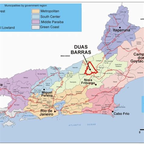 Map Of The Rio De Janeiro State Highlighting The Headquarters District