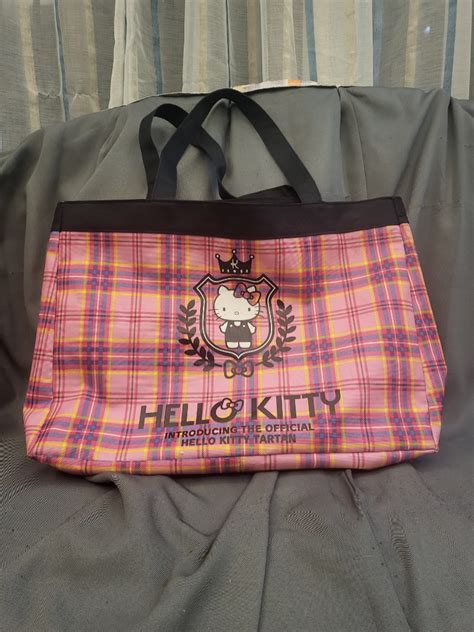 Hello Kitty Tartan × Eikoh Pink Tote Bag Womens Fashion Bags