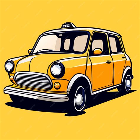 A hand drawing a mini cartoon taxi cartoon illustration in isolated ...