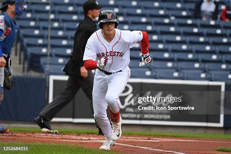 Worcester Red Sox Infielder Bobby Dalbec Runs To First Base During