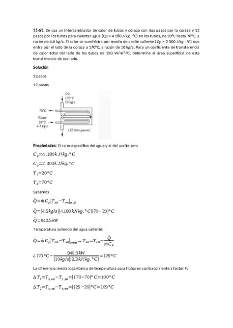 Ejercicios De Transferencia De Calor 11 61 Se Usa Un Intercambiador