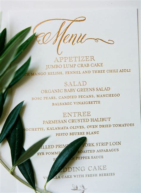 Pretty Gold Elegant Wedding Menu Photography Diana Mcgregor