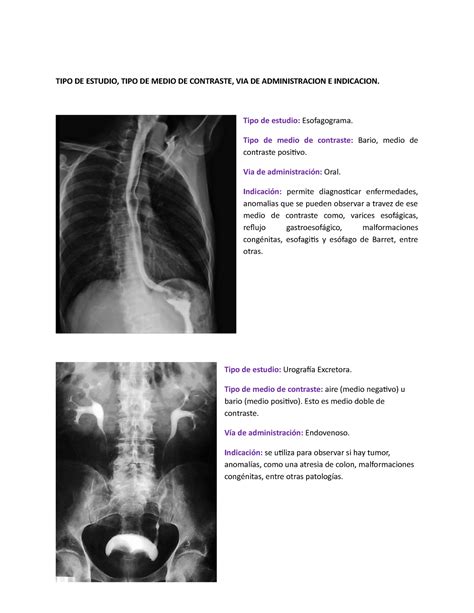 Medios DE Contraste Y RX Contrastado TIPO DE ESTUDIO TIPO DE MEDIO