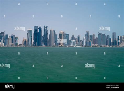 cityscape panorama   city  doha  qatar stock photo alamy