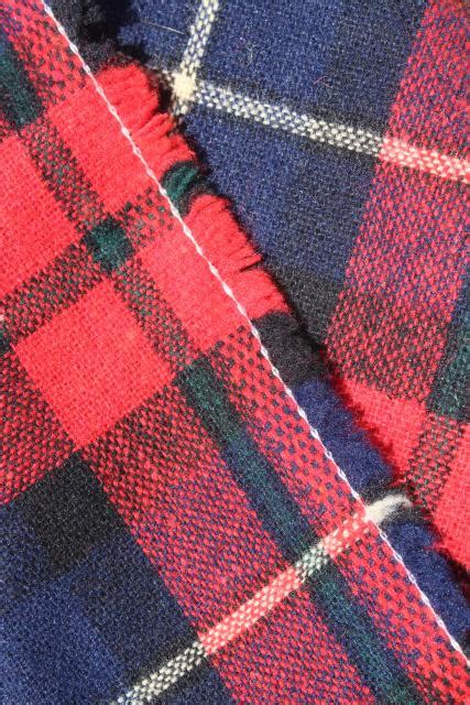 Vintage Wool Fabric Heavy Tartan Plaid Blanket Work Shirt Fabric Red And Blue