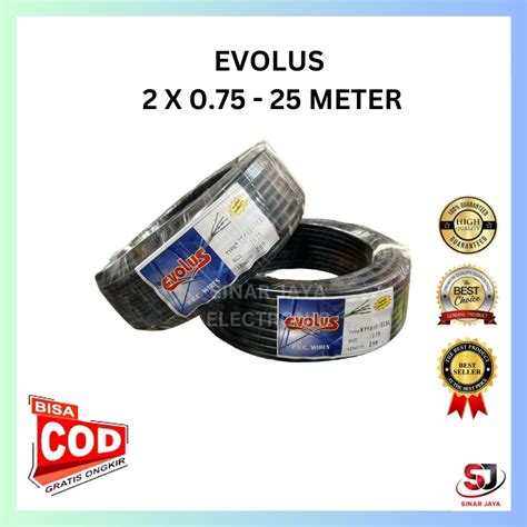 Jual Kabel Listrik Serabut HYO Evolus 2 X 0 75 25 METER HITAM