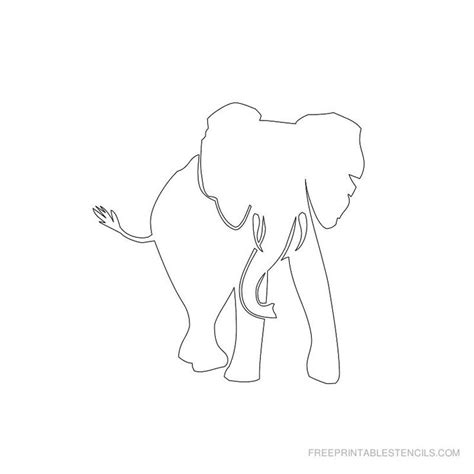 Free Elephant Stencil In Printable Outline Stencils Printables Free