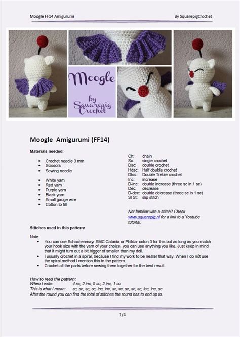Moogle Crochet Pattern This Cute Moogle From Ff14 Is Not Hard Etsy