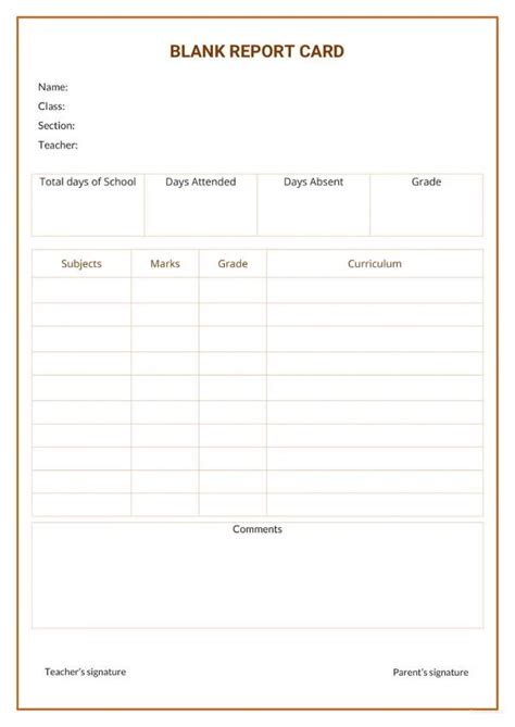 Printable Report Card Template Free - Printable Word Searches