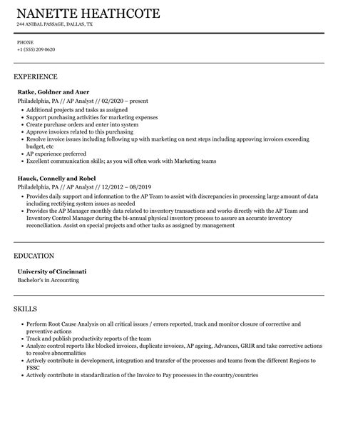 Ap Analyst Resume Samples Velvet Jobs