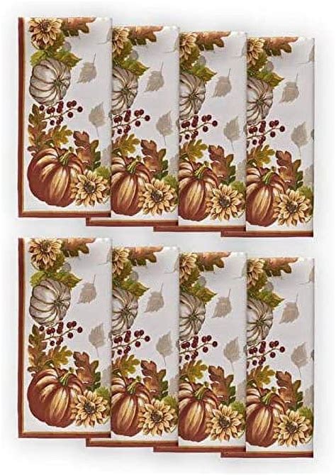 Newbridge Autumns Bounty Bordered Thanksgiving Fall Fabric Napkin Set