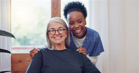 Senior Care Nurse And Old Woman With Smile Portrait And Health At