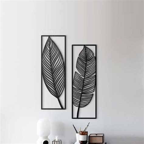 Leaves Set Metal Wall Art Nature Metal Wall Decor Hanging Etsy Uk