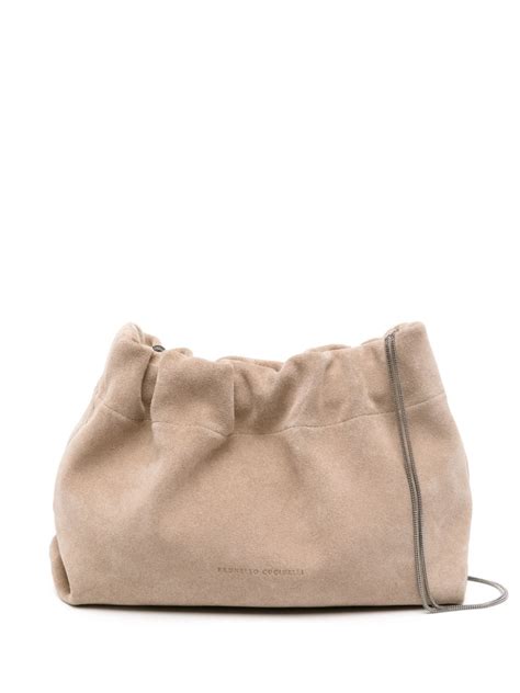 Brunello Cucinelli Monili Chain Suede Shoulder Bag Farfetch