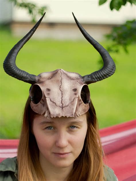 Ram Skull Helmet With Horns Lightweight D Printed Pagan Viking Mask