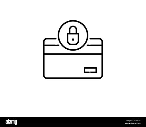 Credit Card With Lock Line Icon Outline Sign Vector Image Stock Vector