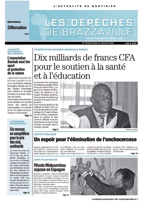 Journal Les Dépêches De Brazzaville Rhode Makoumbou Expose En