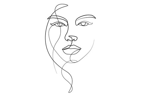 The Female Face Continues Line Art Graphic By Subujayd · Creative Fabrica