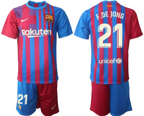 Men S Barcelona Frenkie De Jong Red Blue Home Soccer Jersey