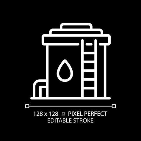 Water reservoir white linear icon for dark theme. Storage tank