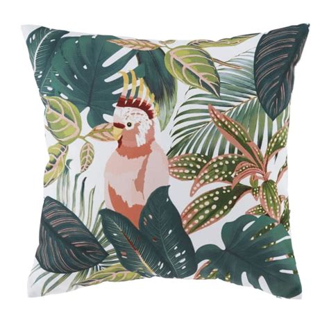 Coussin imprimé tropical vert et multicolore 45x45 SOHANE Maisons du