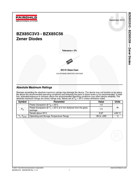 Bzx C Datasheet Zener Diodes