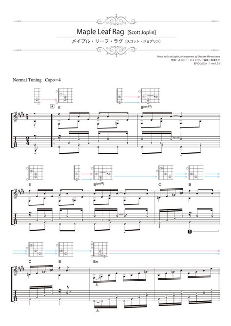 Scott Joplin Maple Leaf Rag Solo Guitar Tab 1staff By Daisuke Minamizawa