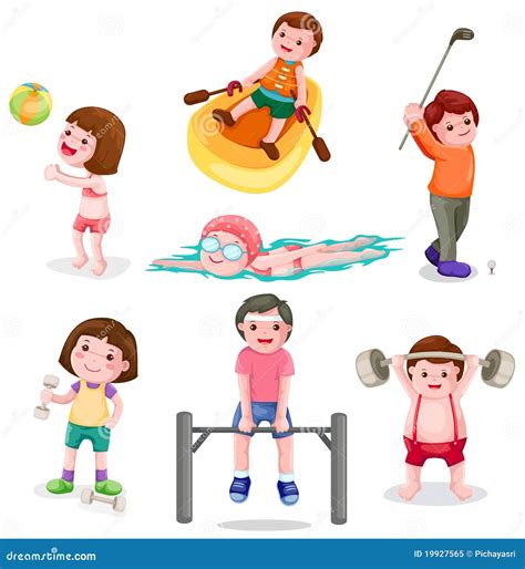 Set of activity exercise stock vector. Illustration of horizontal ...