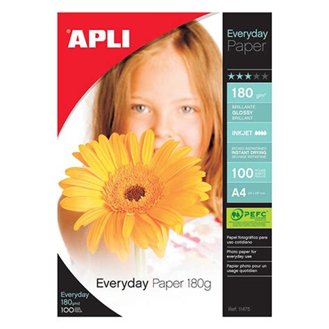 PAPEL FOTOGRÁFICO A4 180GR GLOSS INKJET APLI REFERÊNCIA 11475 CAIXA 100